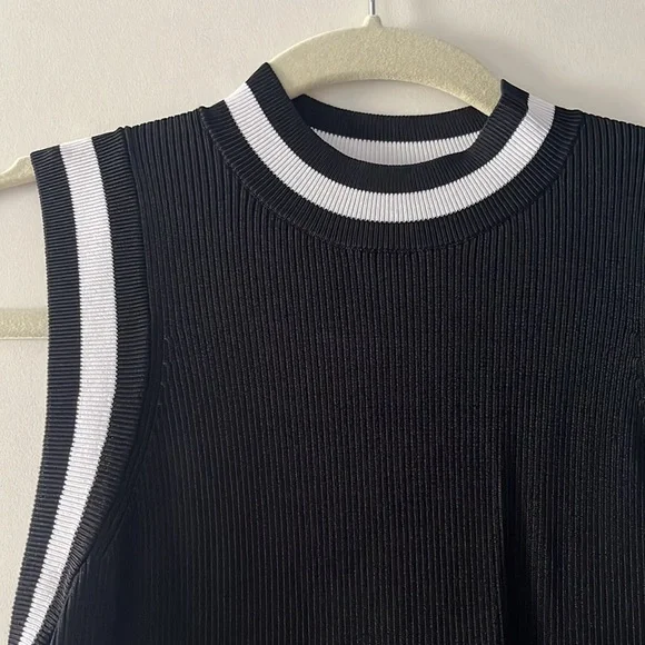 Rag & Bone Women's Black and White Priya Crewneck Knit-Tank - Picture 2 of 5